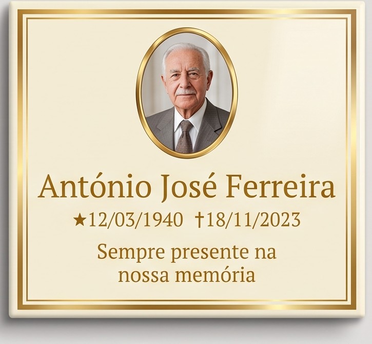 Placa Creme e Dourado